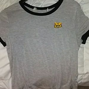 Gray T-shirt with cat face